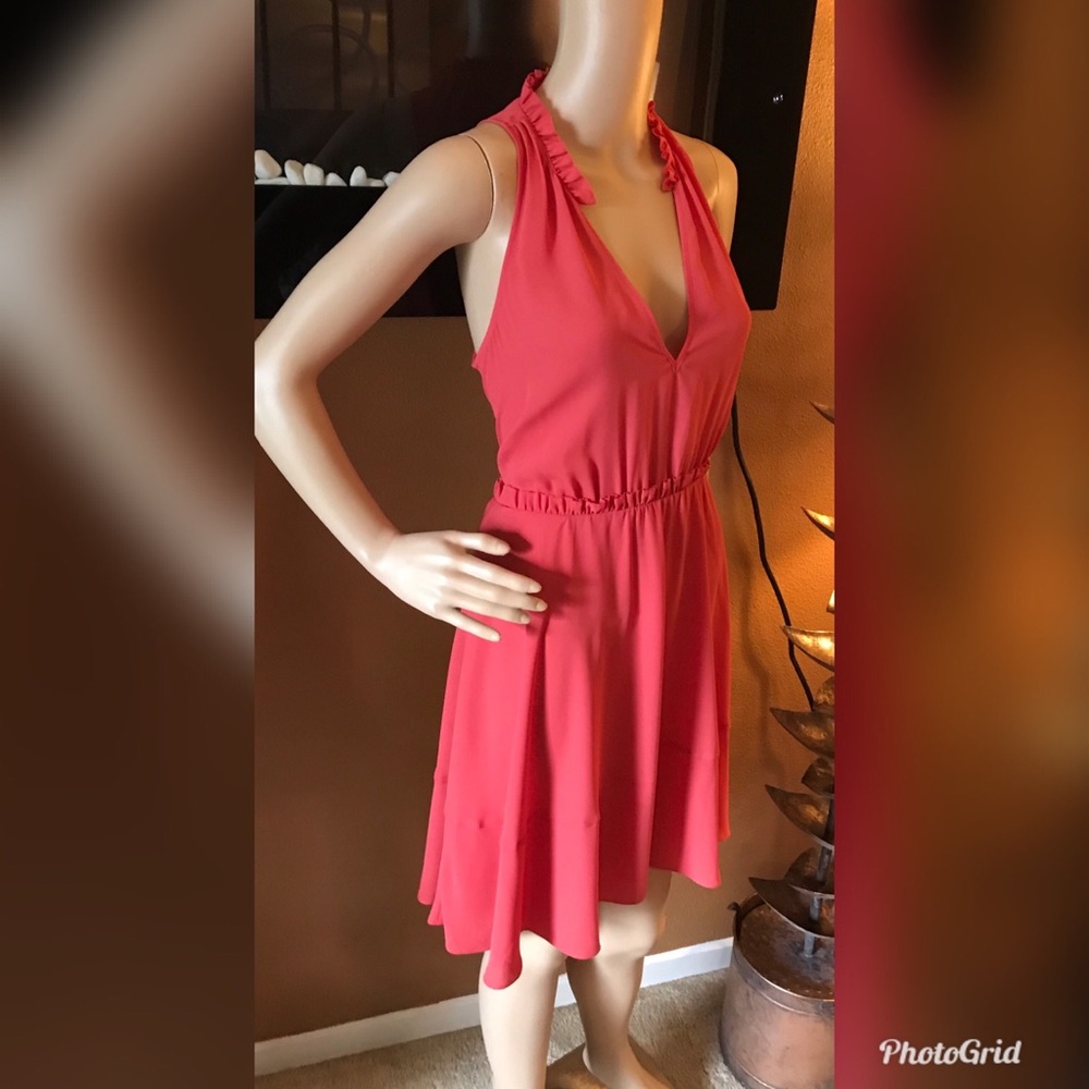 Chelsea28 Coral Hi Low V- Neck Dress